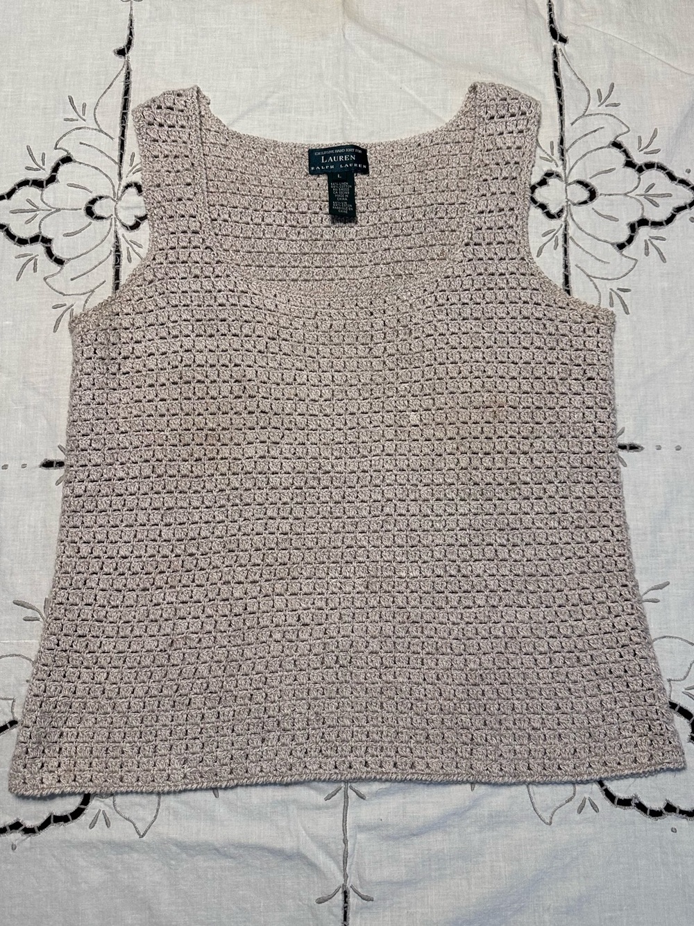 Hand knit vintage Lauren Ralph Lauren linen cotton Tank Top